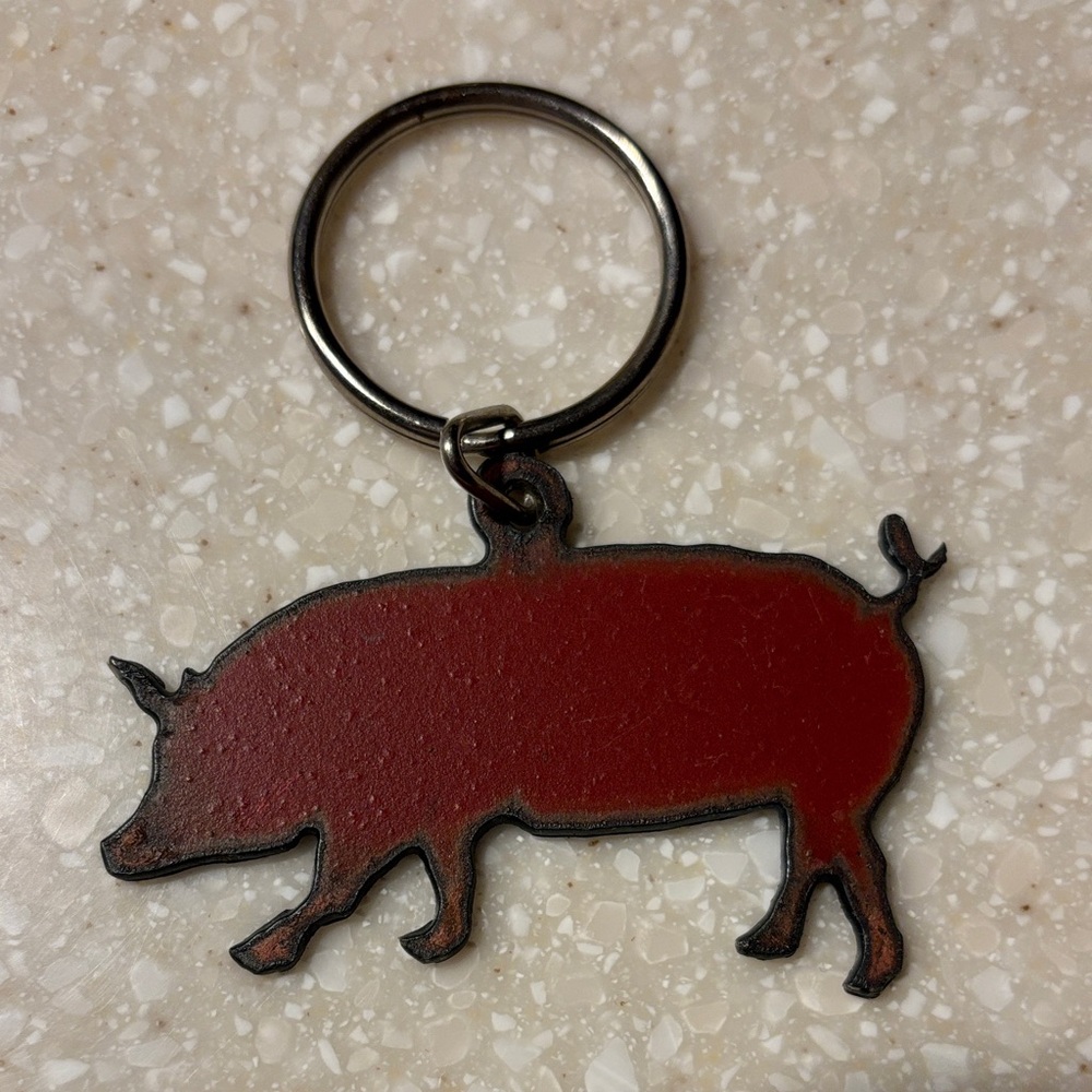 Rustic Red Pig Keychain
